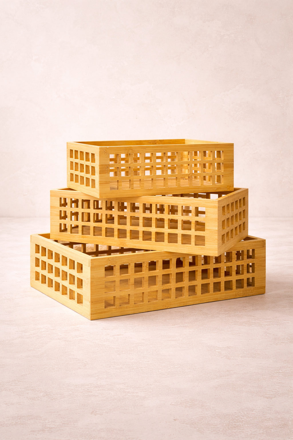 3'lü Bambu Çok Amaçlı Sepet Organizer (33-30-26 Cm)