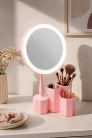 Organizerli Led Makyaj Aynası - Pembe