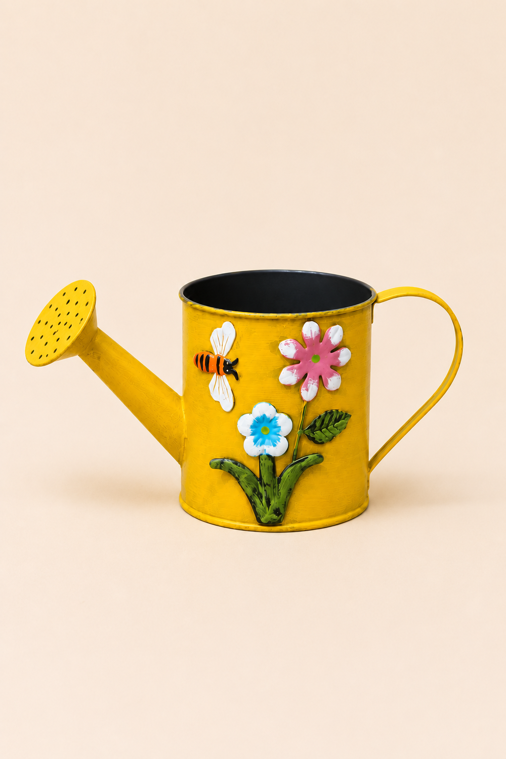 Botanica Metal Bitki Sulama Kabı - Sarı Eskitme Desen