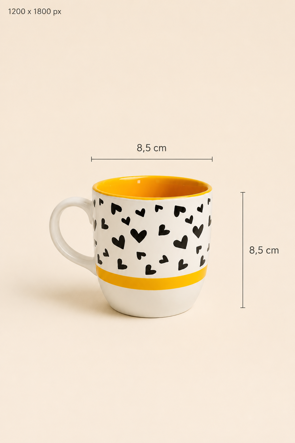 Kalpli Desenli Kupa 300 ML - Sarı