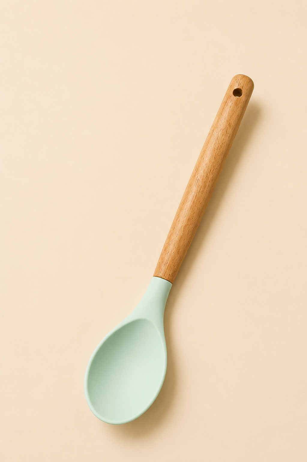 29 Cm Bambu Saplı Silikon Kaşık - Yeşil