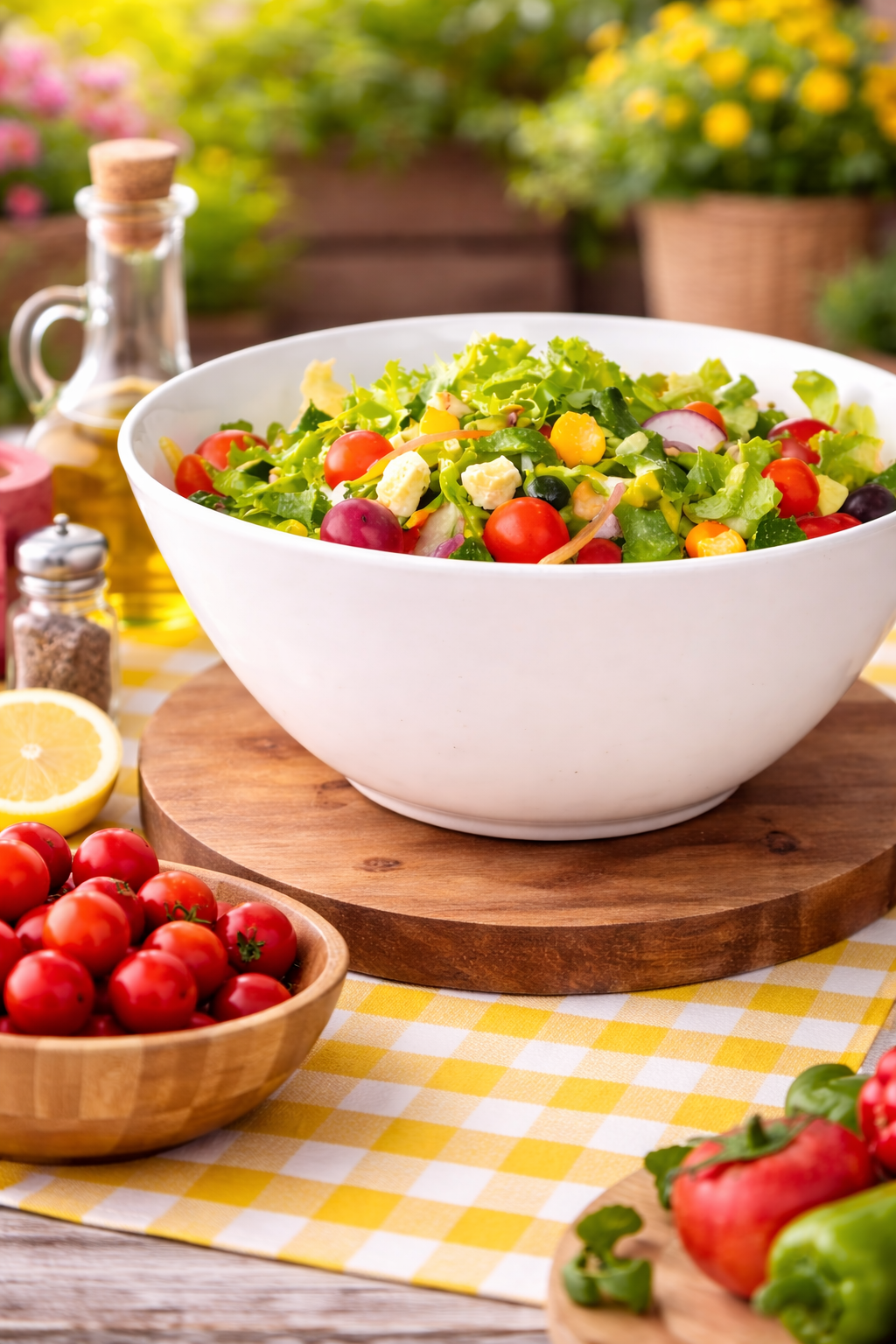 Bambu Standlı Büyük Boy Salata Kasesi