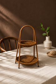 2 Katlı Rattan Sepet - Koyu Renk