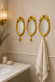 Aynalı Çiçek Askı 3'lü - Gold 23*12 Cm