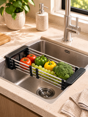Çelik Ayarlanabilir Lavabo Süzgeci - Siyah