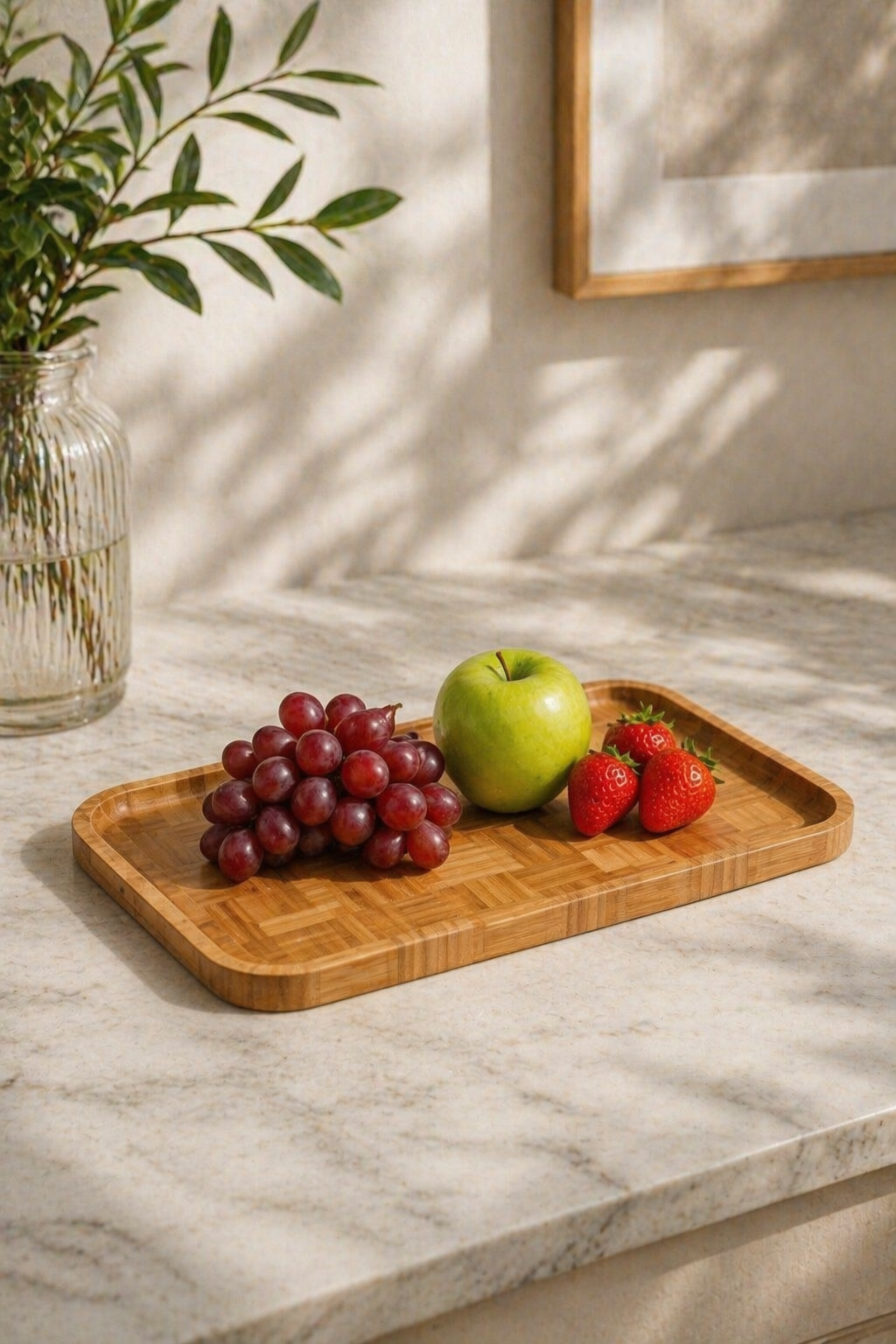 Bambu Karedesen Tepsi ve Sunumluk 32*22 Cm