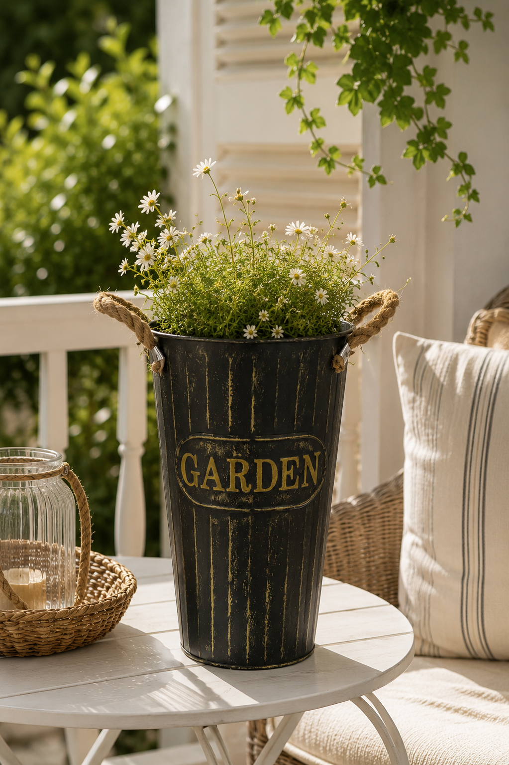 Garden Eskitme Metal Saksı Siyah - 30 Cm