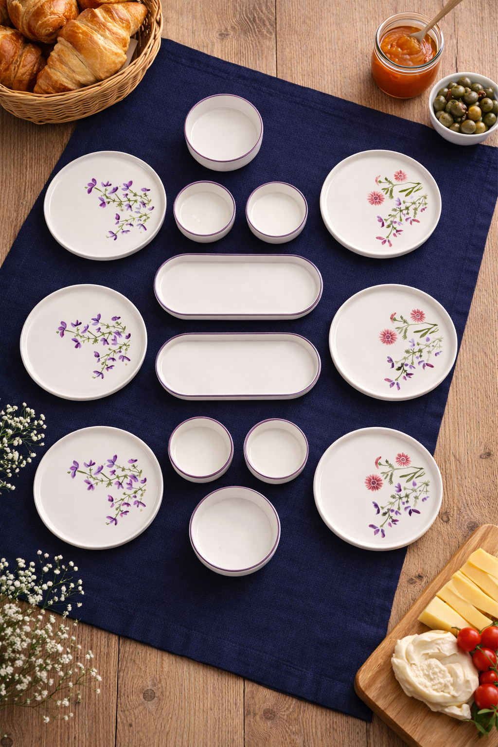 Garden Serisi 14 Parça 6 Kişilik Kahvaltı Takımı