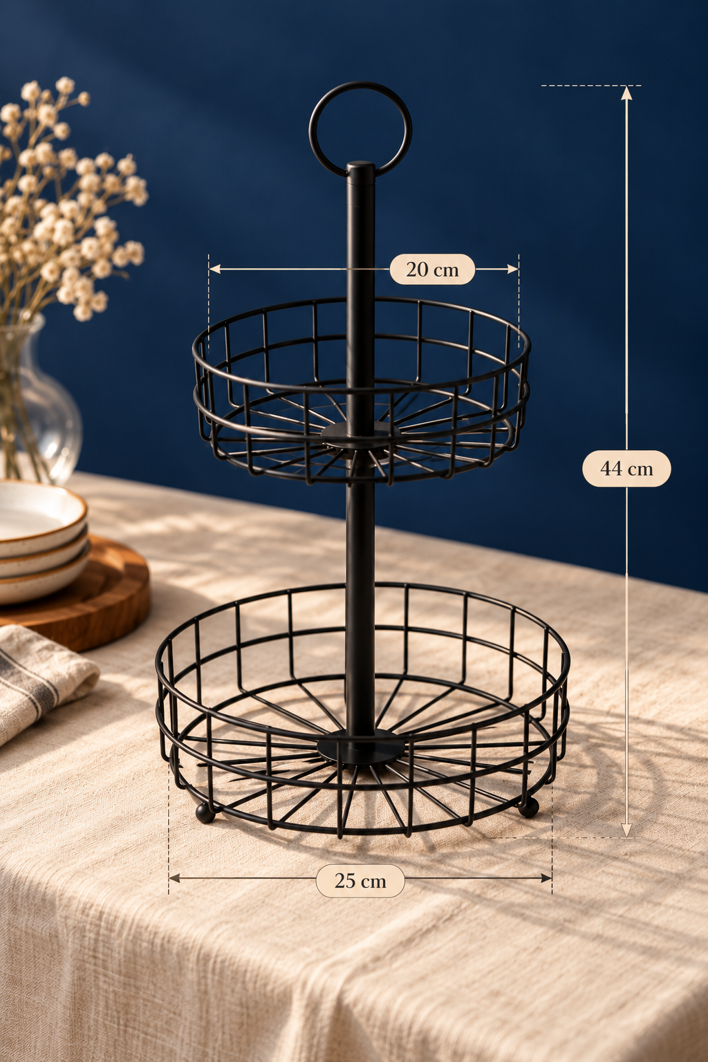 Shadow 2 Katlı Metal Sunumluk & Organizer Sepeti 44 Cm