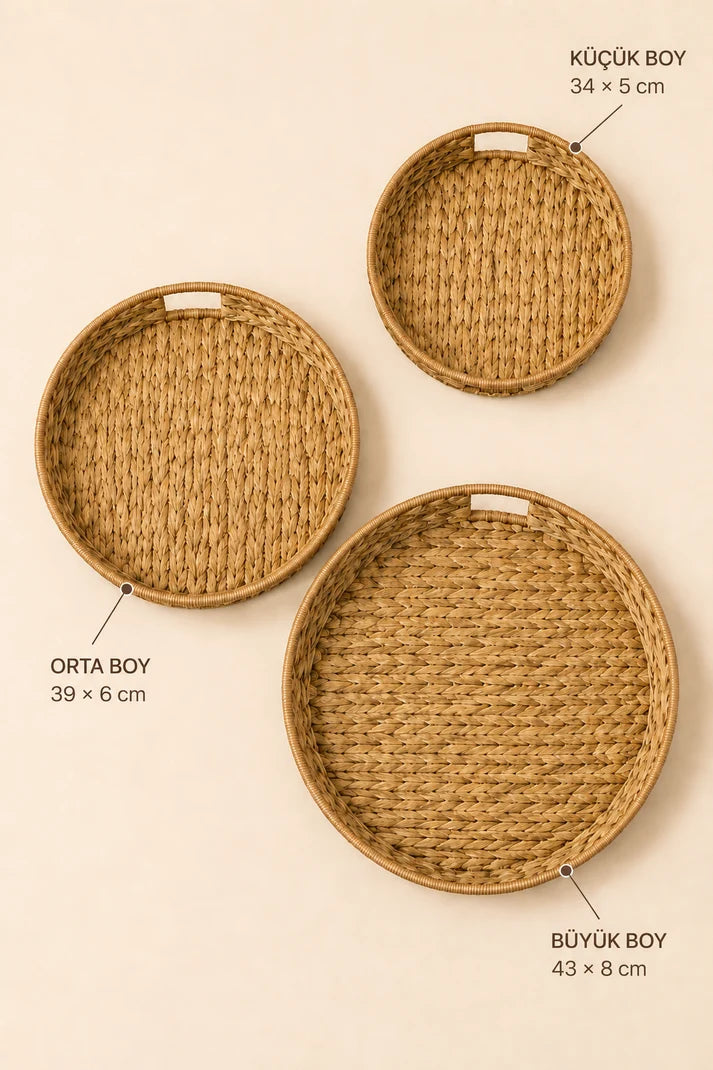 Serengeti 3'lü Rattan & Hasır Tepsi