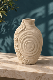 Organik Spiral Dekoratif Traverten Vazo 30 Cm