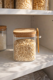 Mantar Kapak Kaşıklı Cam Kavanoz - 450 ML