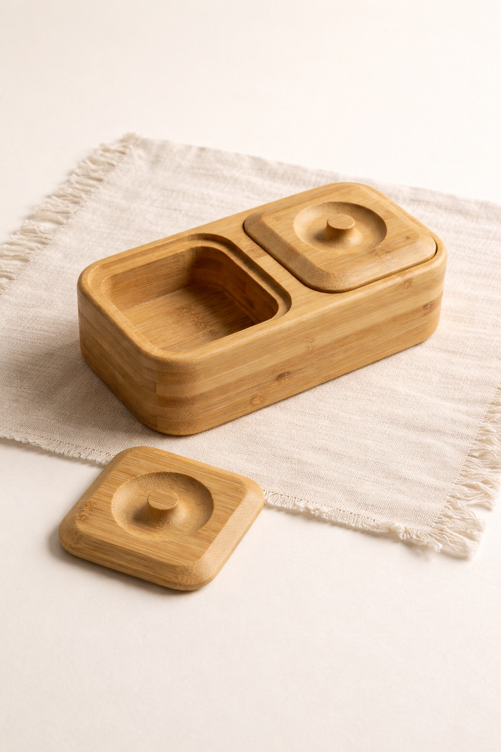 2 Bölmeli Bambu Saklama Kutusu, Şekerlik