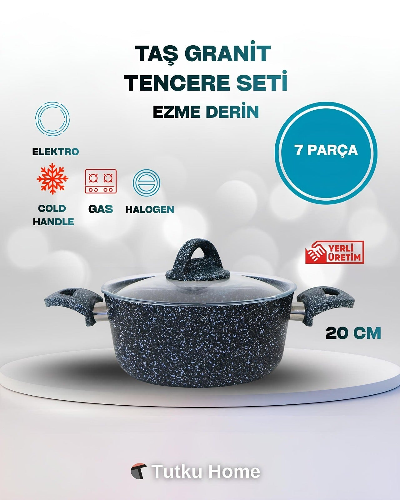 7 Parça Taş Granit Çizilmez Tencere Seti