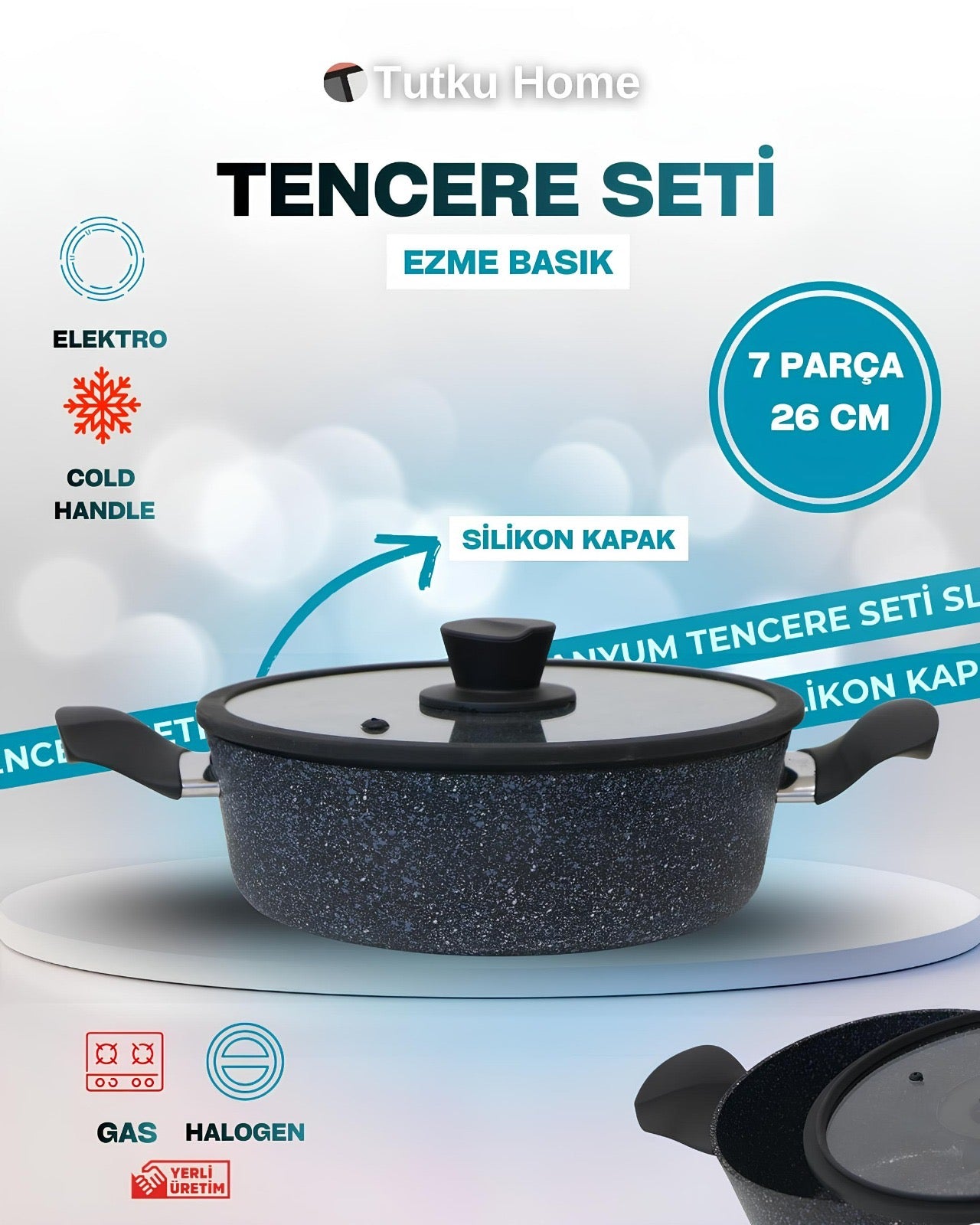 7 Parça Vella 3MM Titanyum Kaplama Çizilmez Tencere Seti