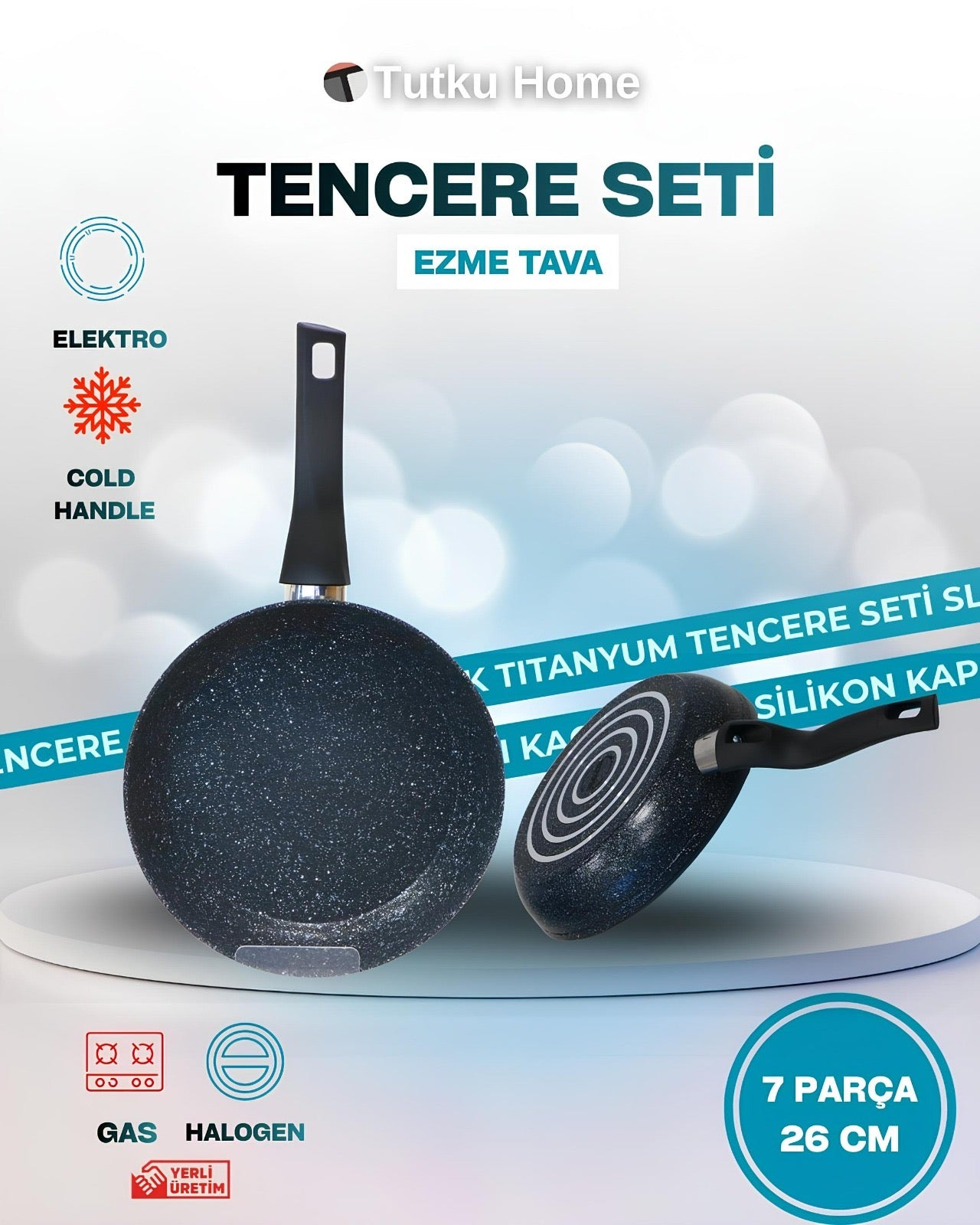 7 Parça Vella 3MM Titanyum Kaplama Çizilmez Tencere Seti