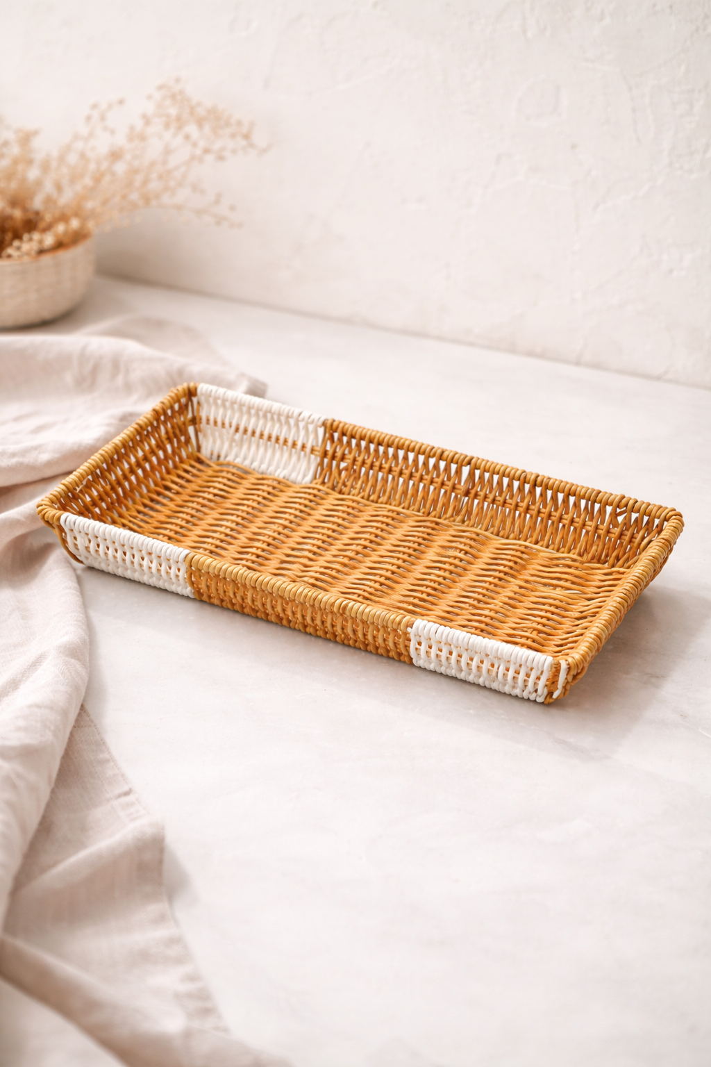 Dikdörtgen Rattan Sepet & Organizer (30x14x5 Cm)