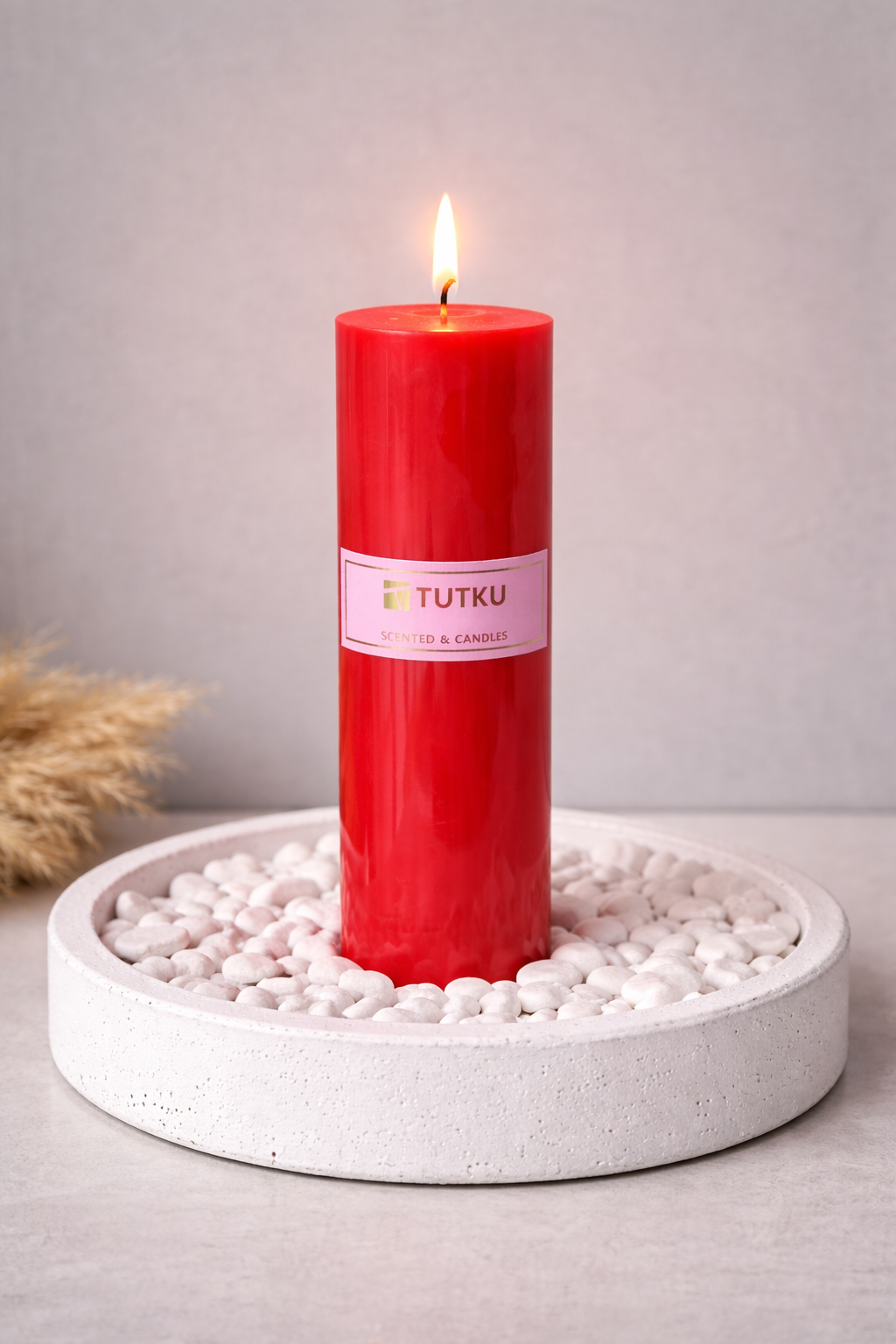 25 Cm Renkli Baton Mum - Kırmızı