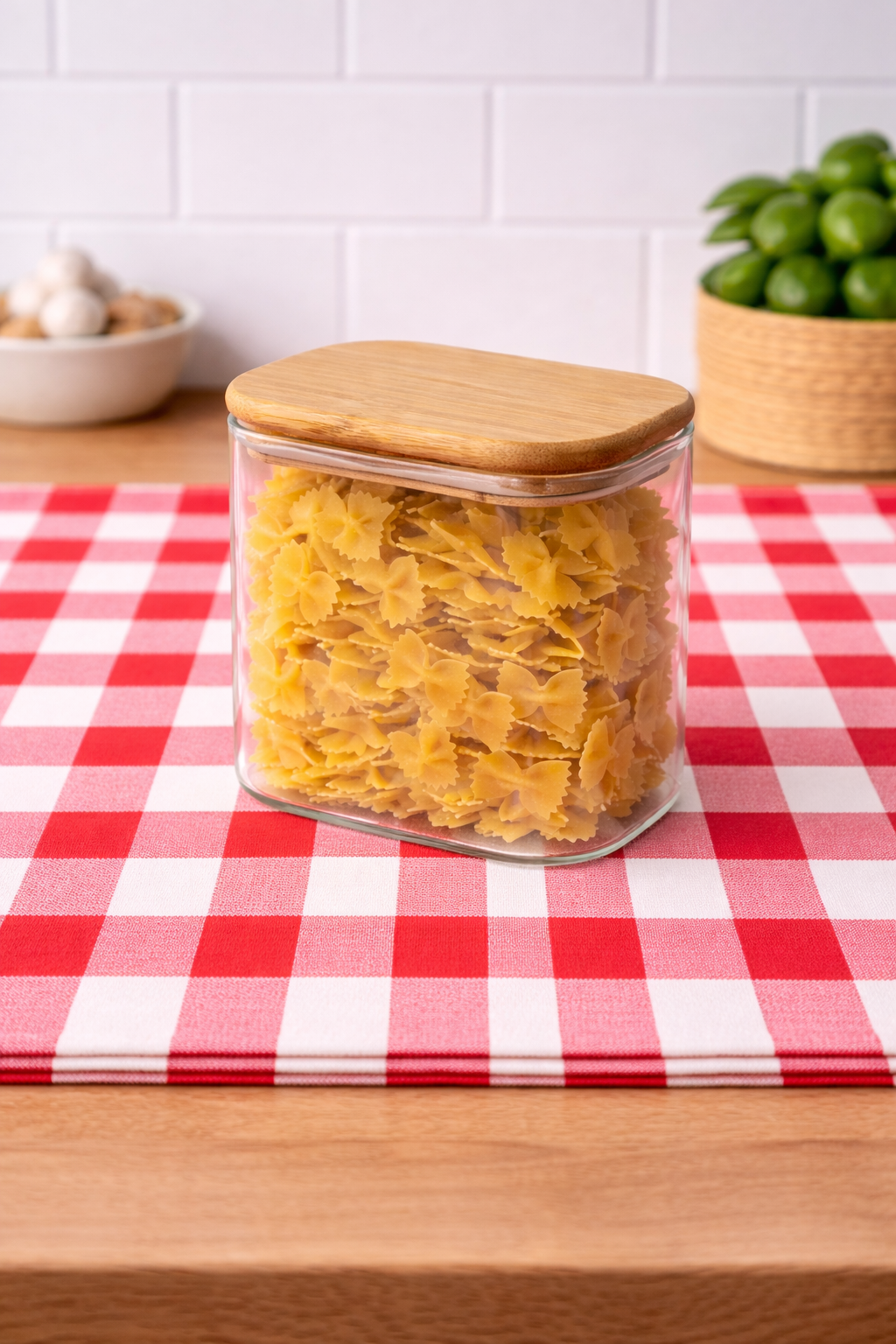 720 Ml Bambu Kapaklı Cam Kavanoz - 10 Cm