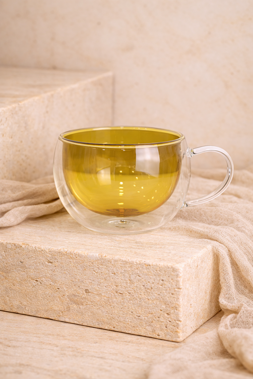 300 Ml Çift Cidarlı Tombul Kupa Bardak - Sarı