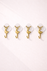 4'lü Yapışkanlı Plastik Mutfak & Banyo Askısı - Şeffaf (3 Kg Taşıma Kapasiteli)