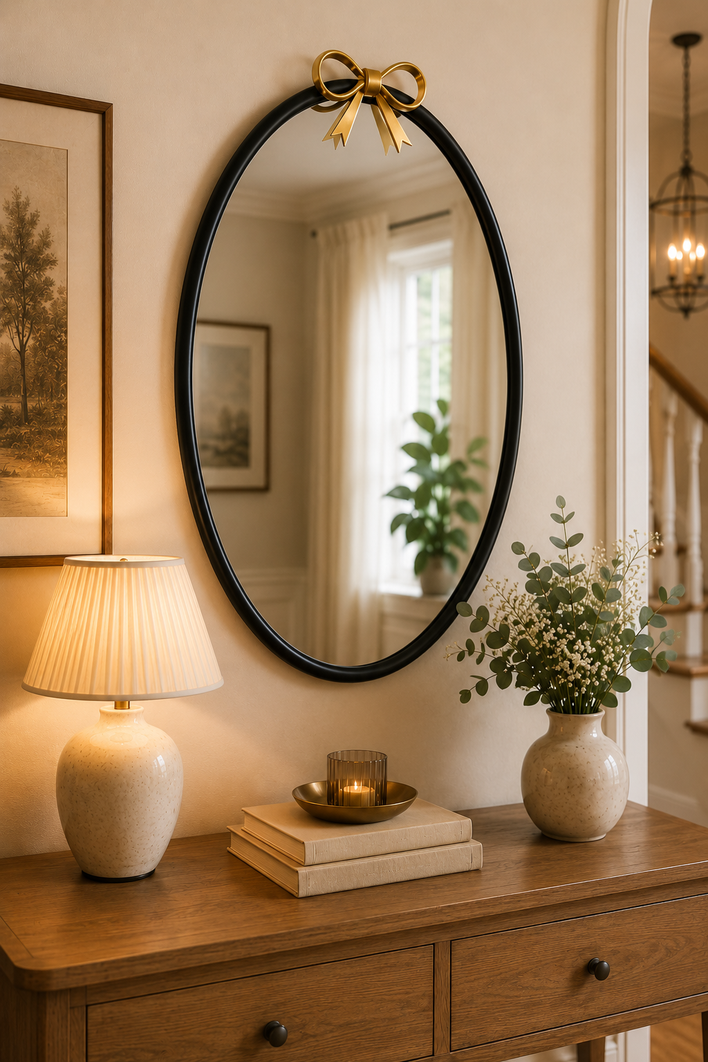 Dekoratif Duvar Aynası Oval - Siyah 60*42 Cm