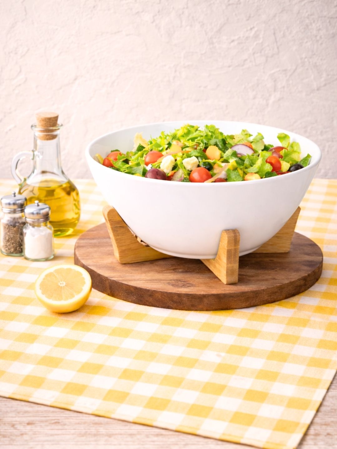 Bambu Standlı Büyük Boy Salata Kasesi